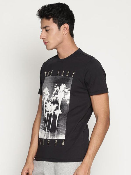 Organic Cotton Men's Printed T-Shirt - Black