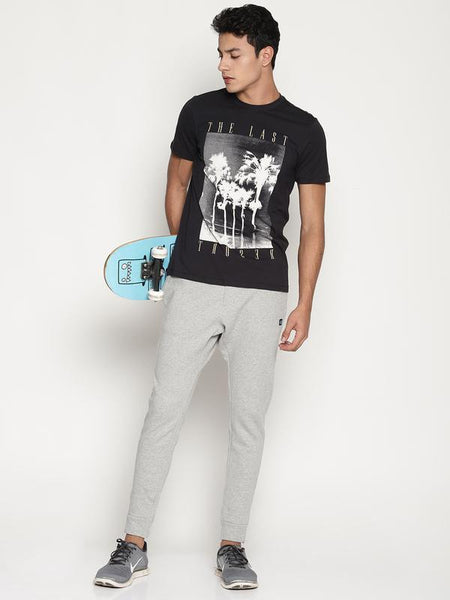 Organic Cotton Men's Printed T-Shirt - Black