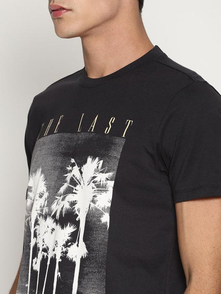 Organic Cotton Men's Printed T-Shirt - Black