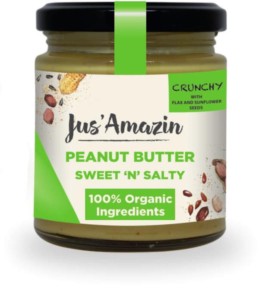 Organic Peanut Butter with Crunchy Flax and Sunflower Seeds, 200g