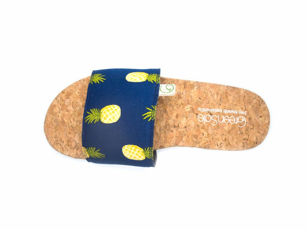 Greensole Dark Pineapple Print Recycled Slippers (Men)
