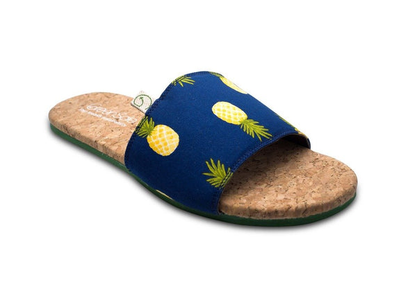 Greensole Dark Pineapple Print Recycled Slippers (Men)