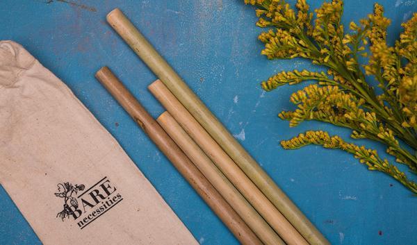 Pack of 4 Biodegradable, Reusable Bamboo Straws