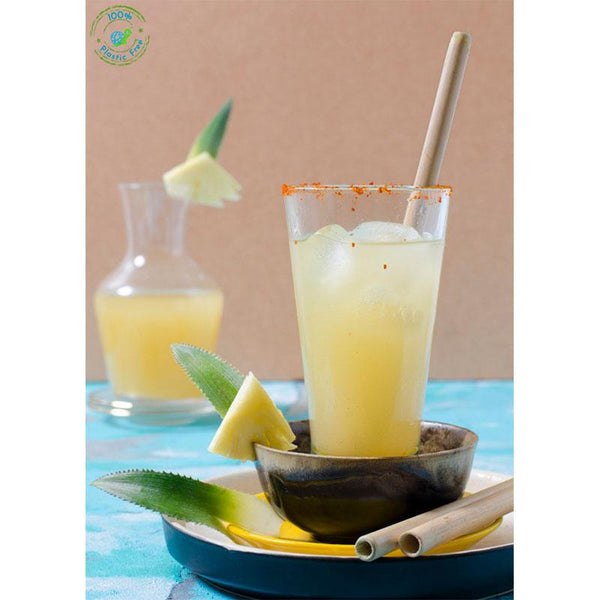 Pack of 6 Reusable Bamboo Straws with Free Straw Cleaner