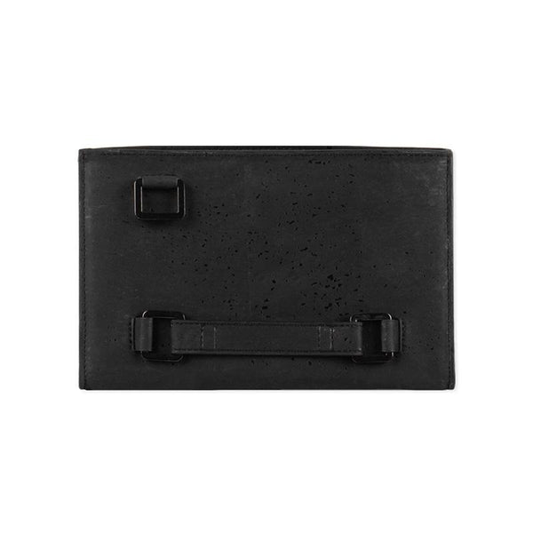 Cork Fabric Palm Clutch Bag - Black
