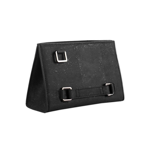 Cork Fabric Palm Clutch Bag - Black