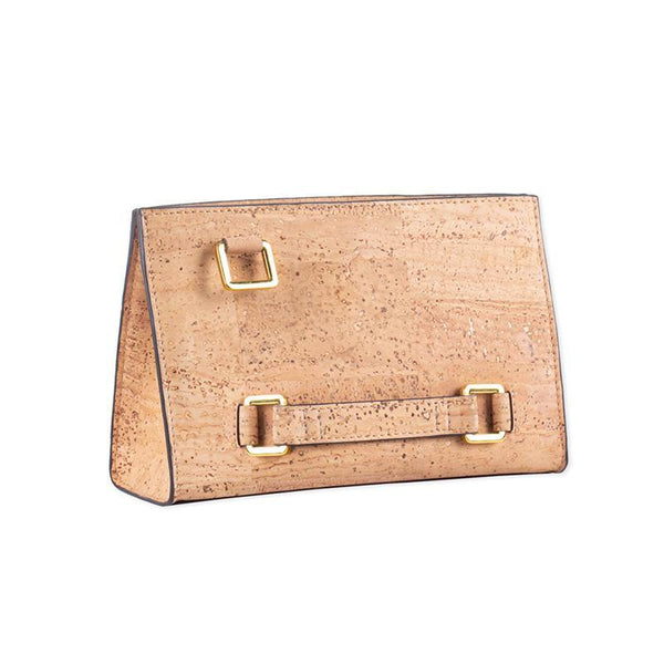 Cork Fabric Palm Clutch Bag - Natural
