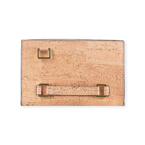 Cork Fabric Palm Clutch Bag - Natural
