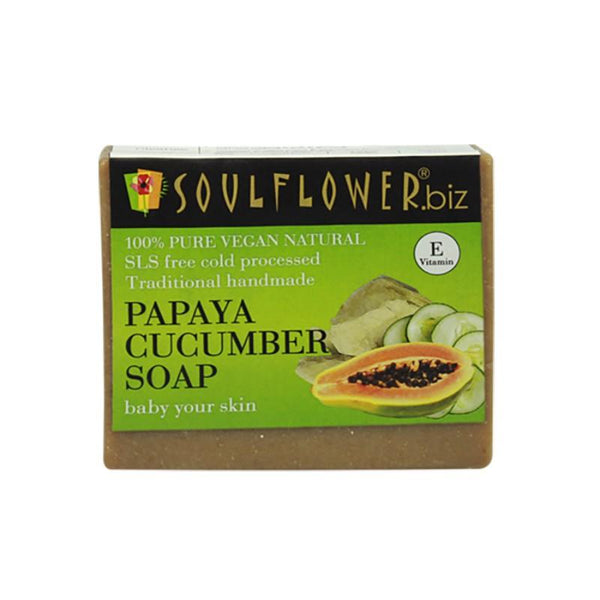Soulflower Handmade Soap, Papaya and Cucumber, 150g