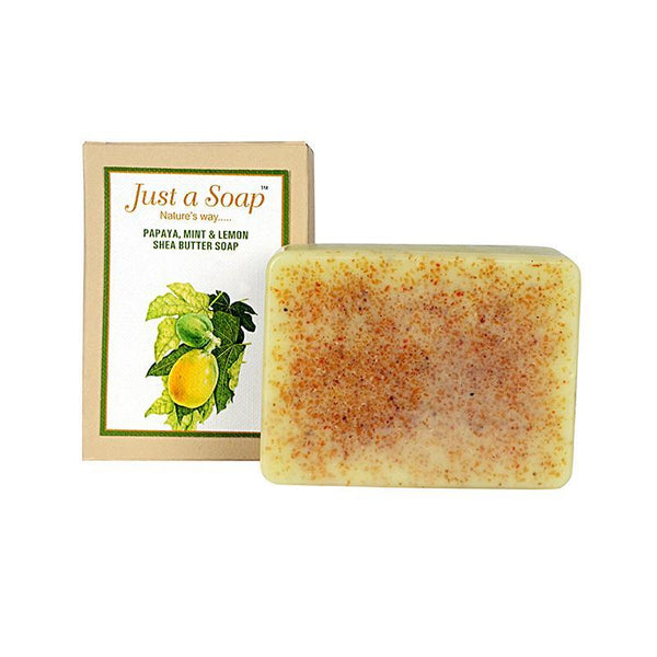 Papaya, Mint And Lemon Handmade Soap with Shea Butter and Essential Oils, 125 gm