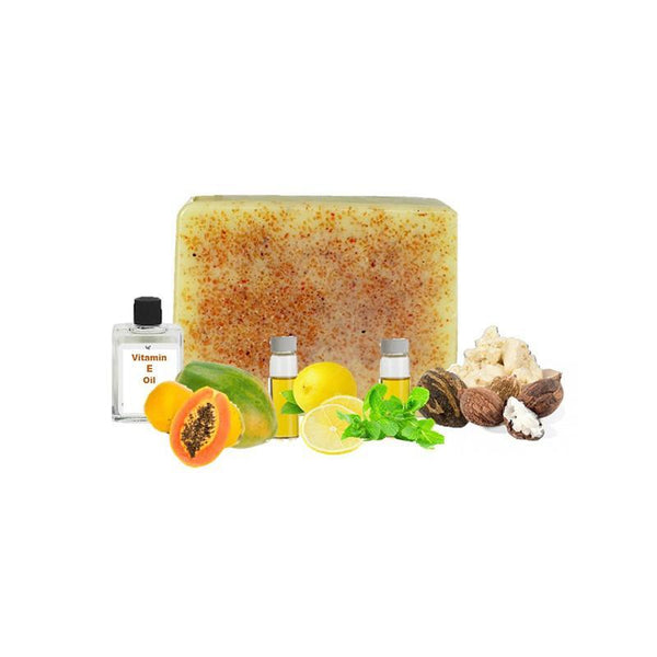 Papaya, Mint And Lemon Handmade Soap with Shea Butter and Essential Oils, 125 gm