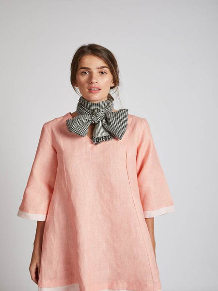 Women's Natural Hemp Panelled Flared Dress - Peach
