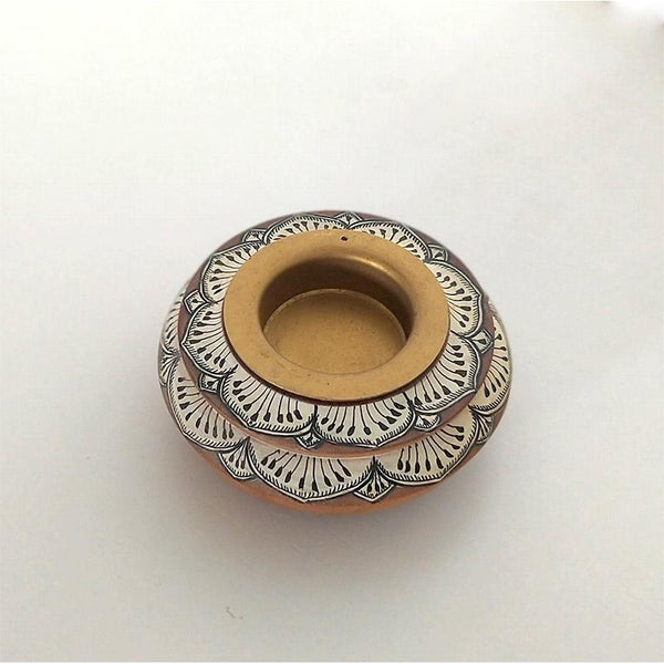 Handpainted  Pattachitra Tealight Holder ( Double Flower Design)