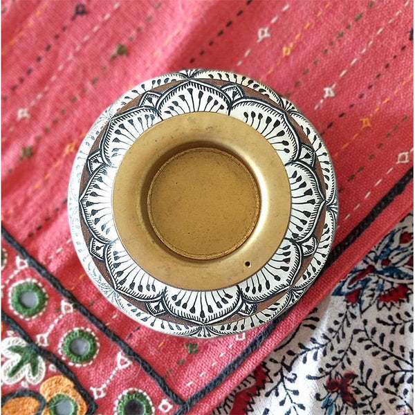 Handpainted  Pattachitra Tealight Holder ( Double Flower Design)