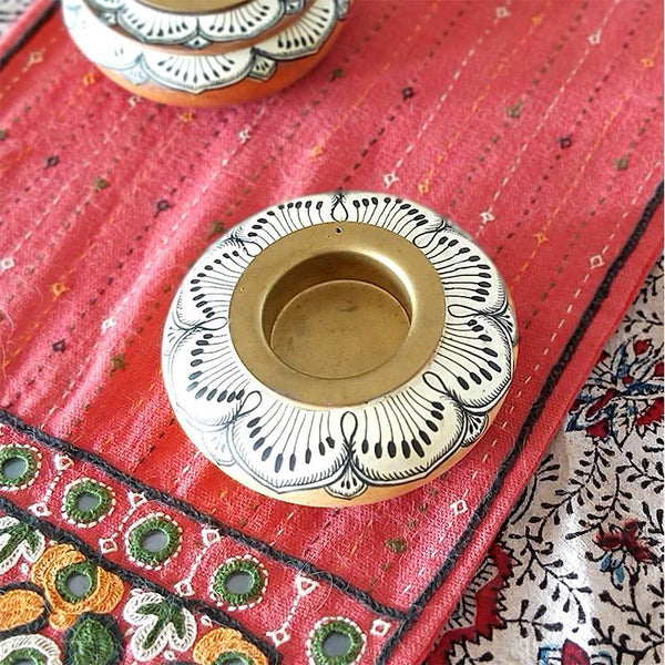 Handpainted  Pattachitra Tealight Holder ( Single Flower Design)
