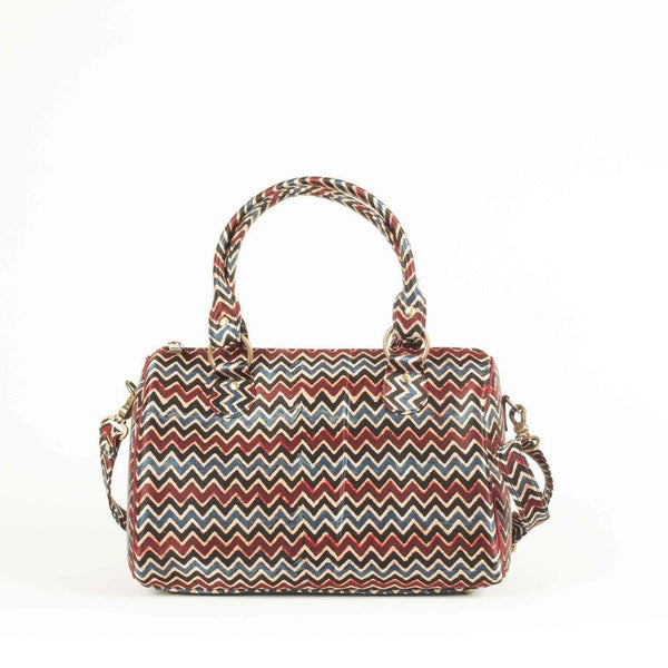 Naturally Dyed Patterned Ajrakh Duffle Bag