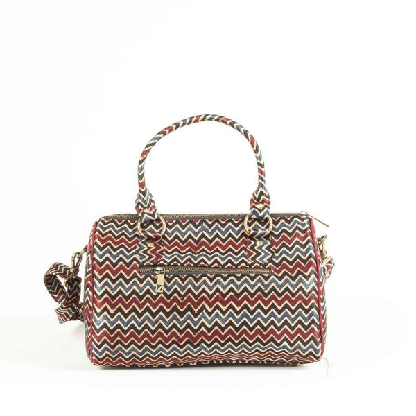 Naturally Dyed Patterned Ajrakh Duffle Bag