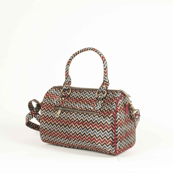 Naturally Dyed Patterned Ajrakh Duffle Bag
