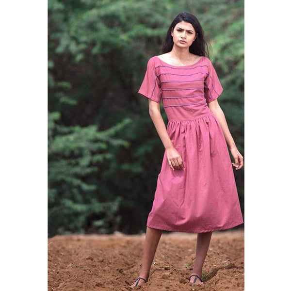 Peony - Mahogany Corded Handwoven Dress