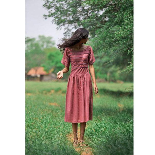 Peony - Mahogany Corded Handwoven Dress