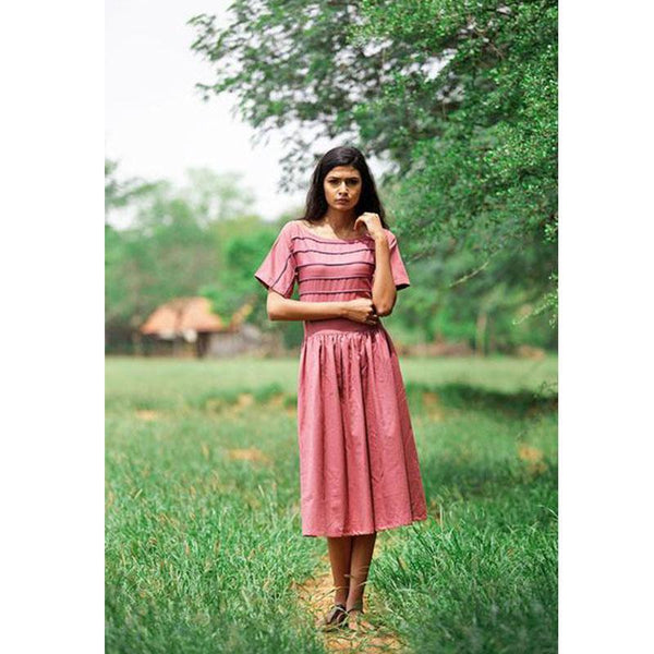 Peony - Mahogany Corded Handwoven Dress