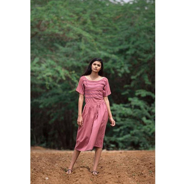 Peony - Mahogany Corded Handwoven Dress
