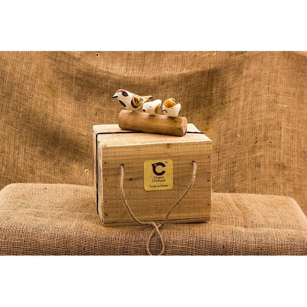 Handmade Wooden Decorative Bird Stand - House Sparrow