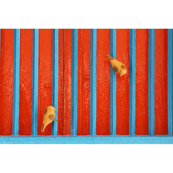 Handmade Wooden Bird Hanging - House Sparrows