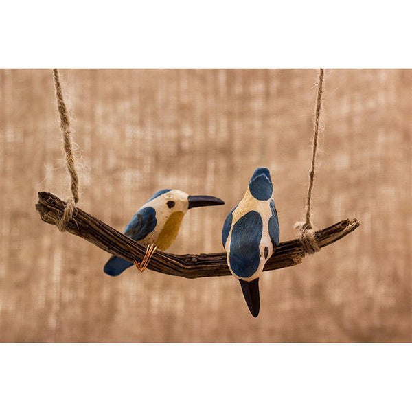 Handmade Wooden Bird Hanging - Kingfishers