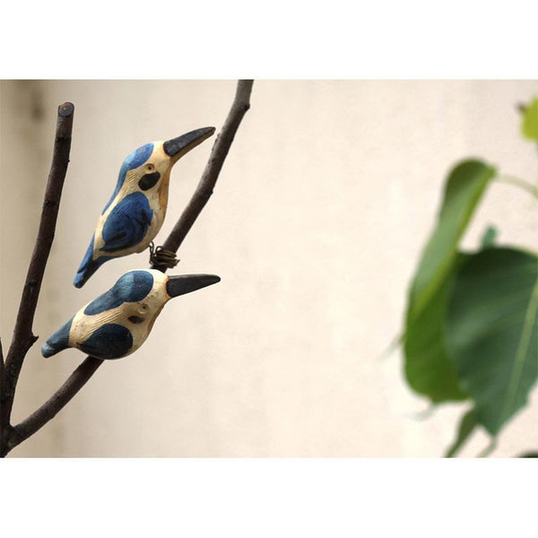 Handmade Wooden Bird Hanging - Kingfishers