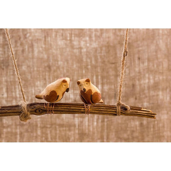 Handmade Wooden Bird Hanging - Owls