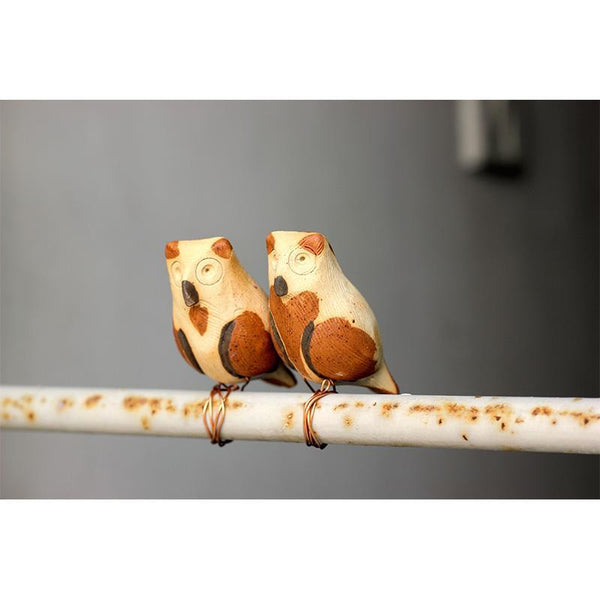 Handmade Wooden Bird Hanging - Owls