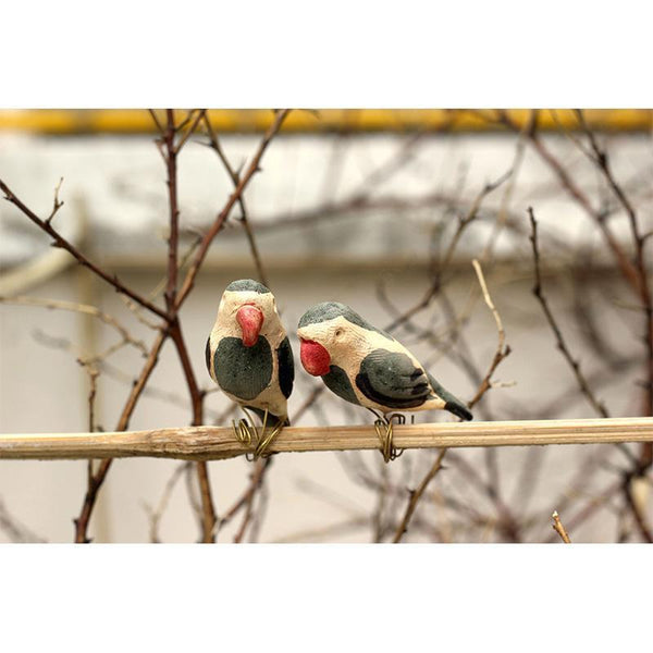 Handmade Wooden Bird Hanging - Parrots