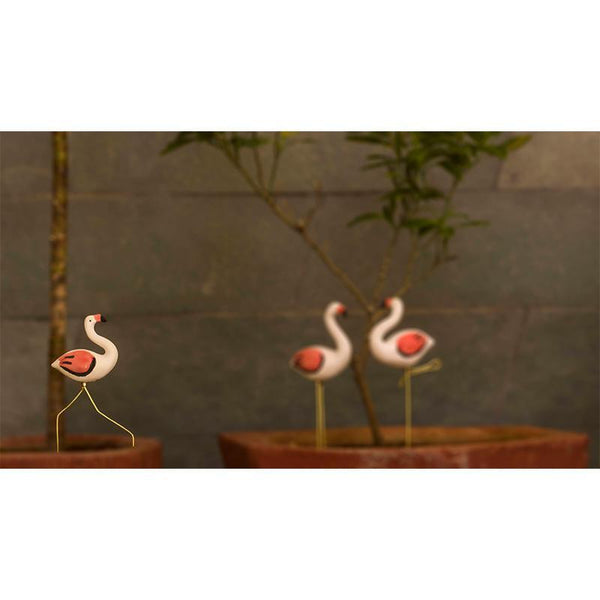 Handmade Bird Plant Poker - Walking Flamingo