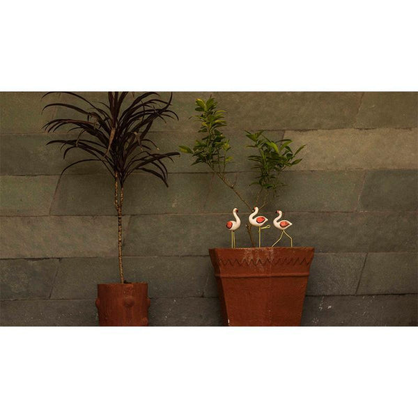 Handmade Bird Plant Poker - Flamingos (Set of 3)