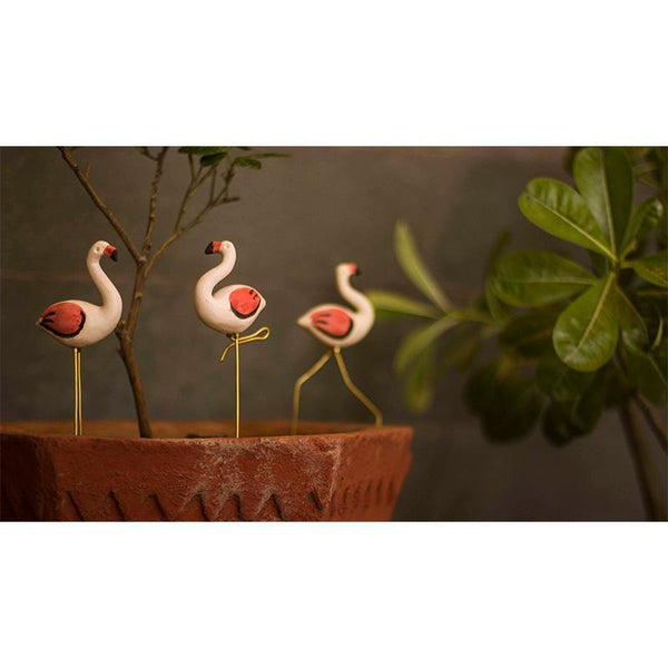 Handmade Bird Plant Poker - Flamingos (Set of 3)