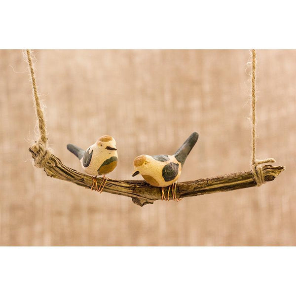 Handmade Wooden Bird Hanging  - Tailor Birds