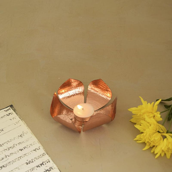Copper Petiole Light Holder Handcrafted by Traditional Artisans
