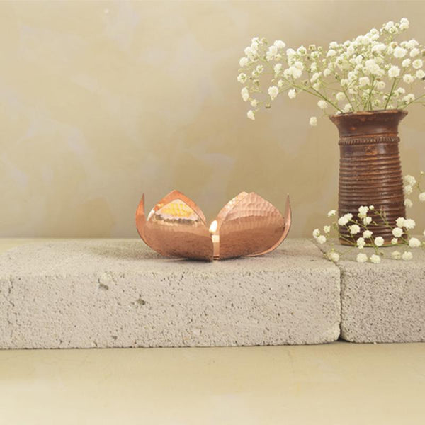Copper Petiole Light Holder Handcrafted by Traditional Artisans