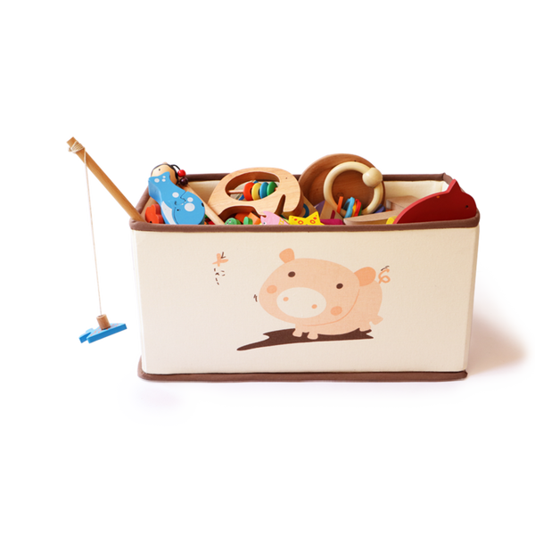 Foldable and Stackable Canvas Toy Storage Bin (Pig Pen)