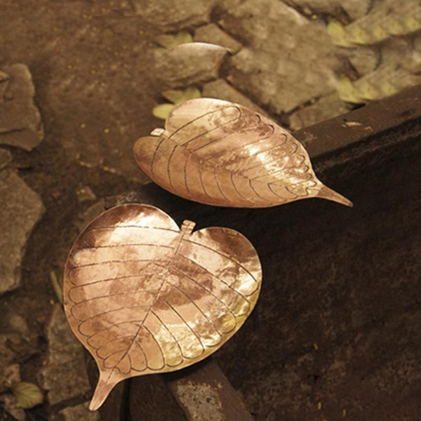 Copper Prayer Leaf Lamp Handcrafted by Traditional Artisans
