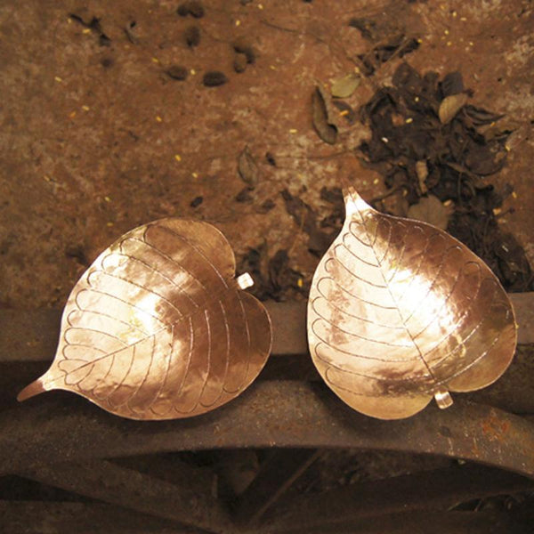 Copper Prayer Leaf Lamp Handcrafted by Traditional Artisans