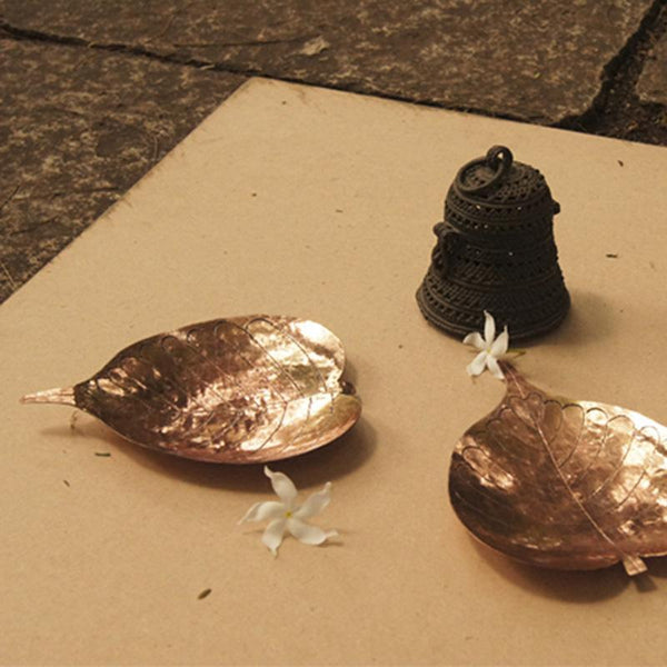 Copper Prayer Leaf Lamp Handcrafted by Traditional Artisans