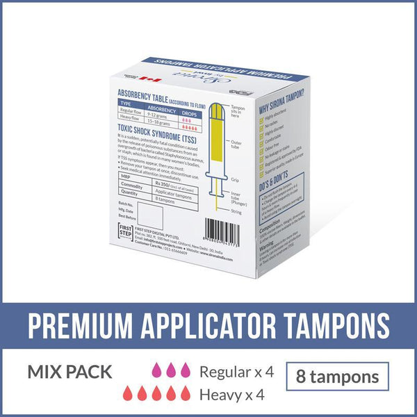 Premium Applicator Tampons by SironaMix Pack (8 Pcs)