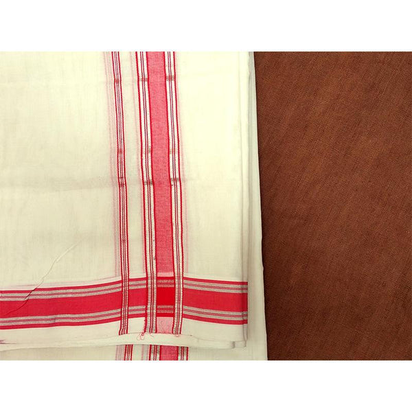 Premium Dhoti Handcrafted by Traditional Weavers of Chennimalai village - Half White