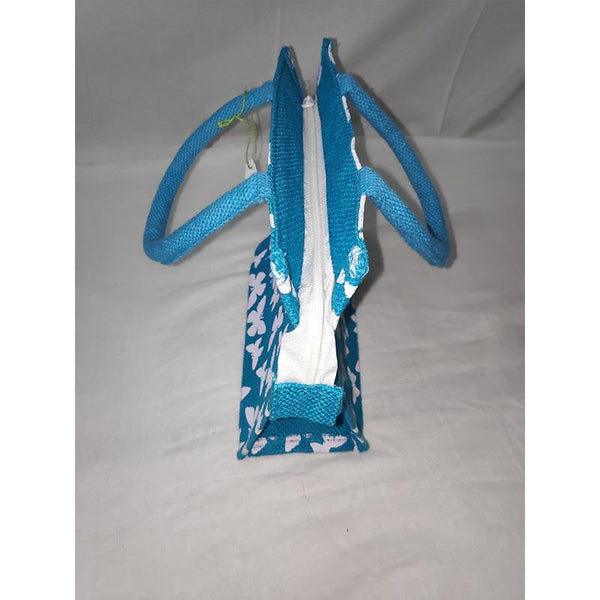 Jute Printed Bag - Blue from Agiripalli, Andhra Pradesh