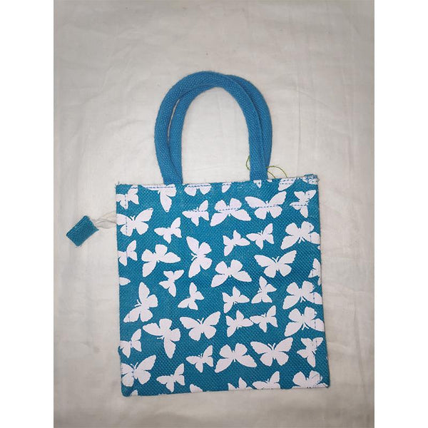 Jute Printed Bag - Blue from Agiripalli, Andhra Pradesh
