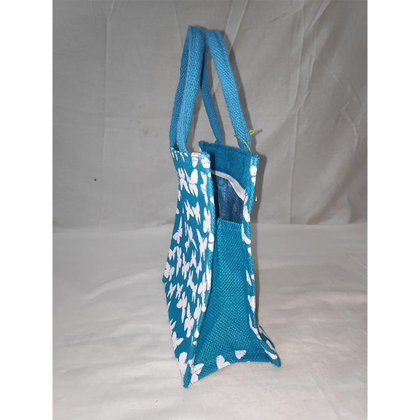 Jute Printed Bag - Blue from Agiripalli, Andhra Pradesh