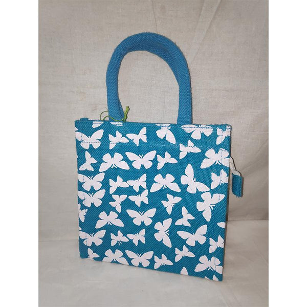 Jute Printed Bag - Blue from Agiripalli, Andhra Pradesh