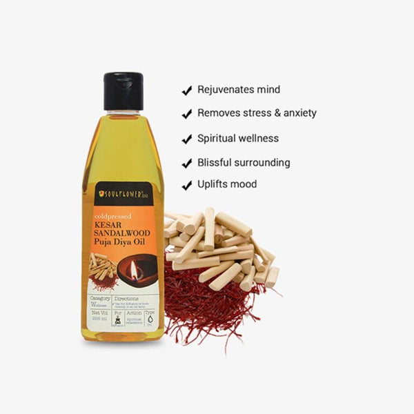 Soulflower Kesar Sandalwood Puja Oil, 225ml